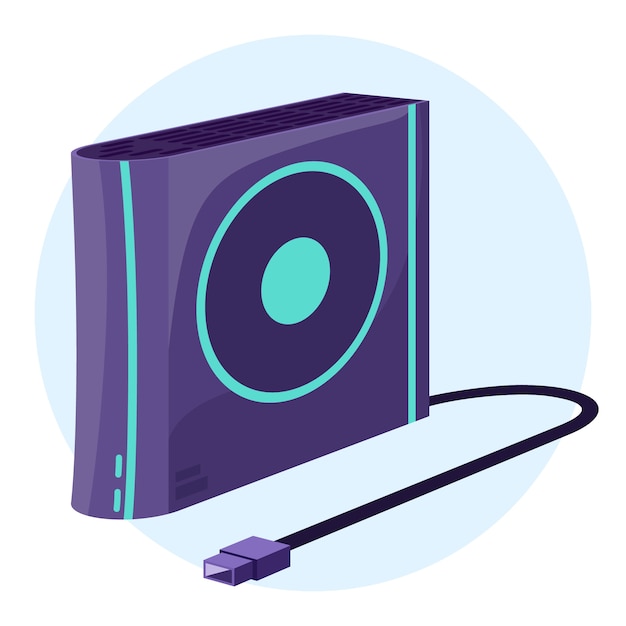 Hand drawn flat design hard drive illustration