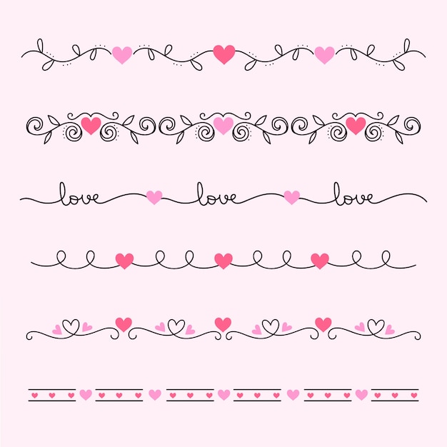 Free vector hand drawn flat design hearts border and frame
