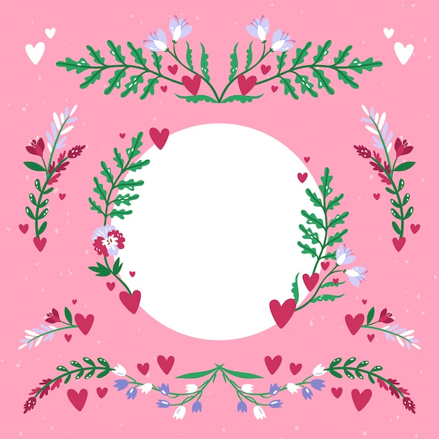 Free vector hand drawn flat design hearts border and frame