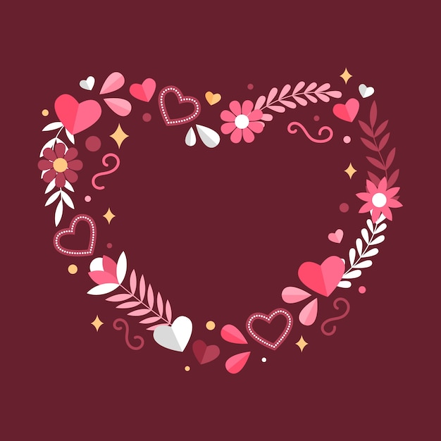 Free vector hand drawn flat design hearts border and frame