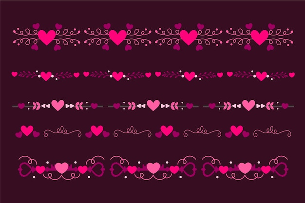 Free vector hand drawn flat design hearts border and frame