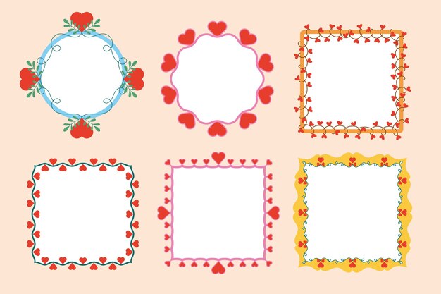 Free vector hand drawn flat design hearts border and frame