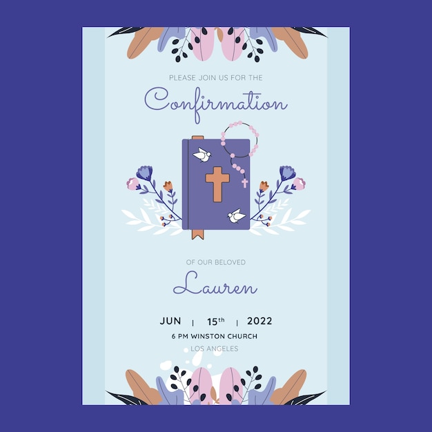 Free vector hand drawn flat design holy confirmation invitation