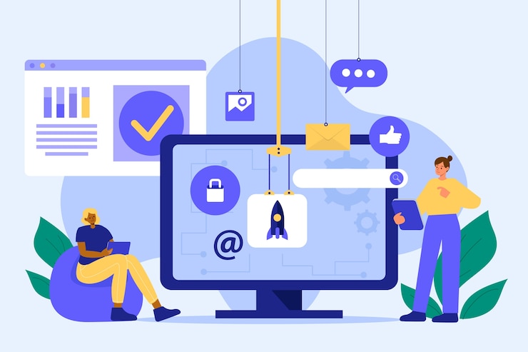 Free Vector hand drawn flat design homepage illustration