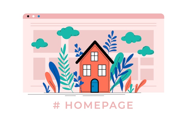 Vettore gratuito illustrazione della homepage di design piatto disegnato a mano