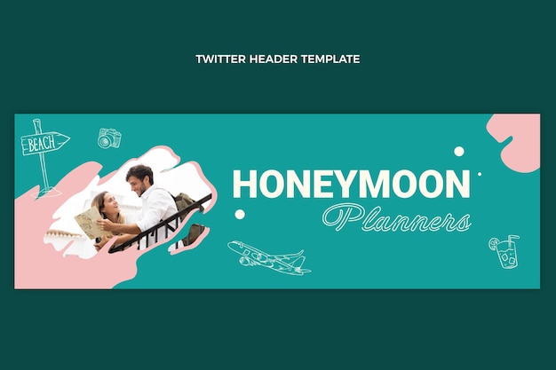 Free vector hand drawn flat design honeymoon template