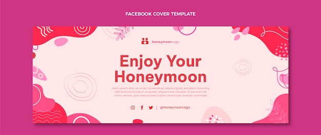 Hand drawn flat design honeymoon template