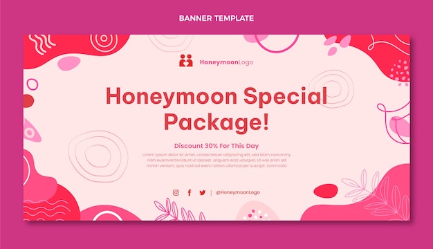 Free vector hand drawn flat design honeymoon template