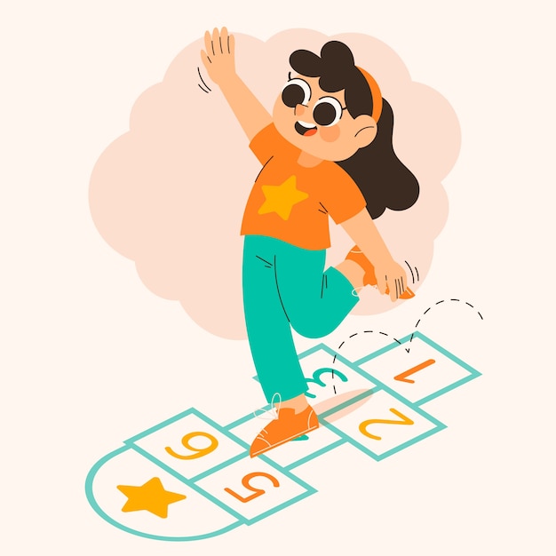 Free vector hand drawn flat design hopscotch illustration