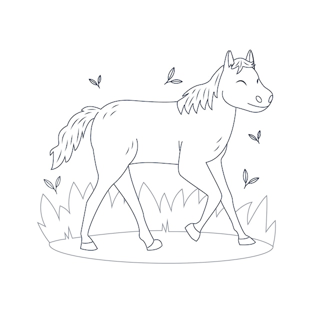 Hand drawn flat design horse outline