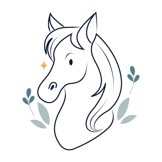 Hand drawn flat design horse outline