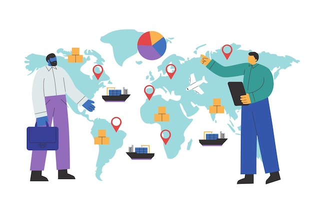 Hand drawn flat design international trade