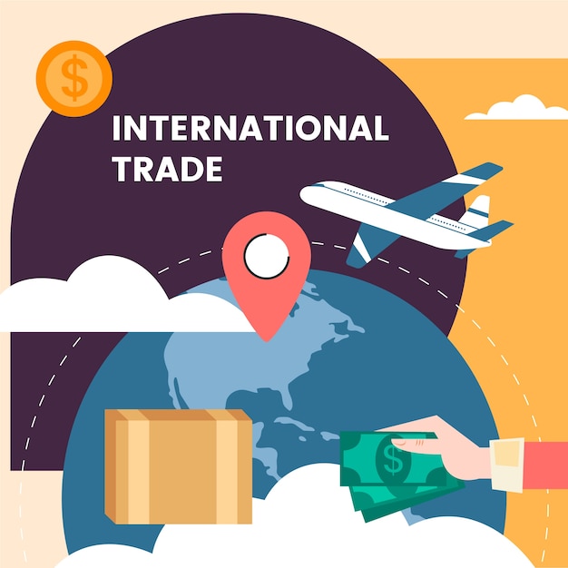 Hand drawn flat design international trade