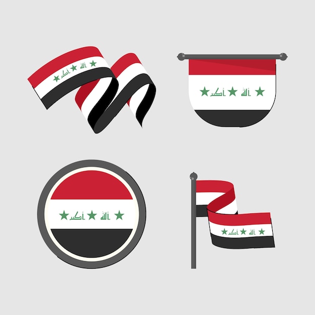 Vettore gratuito emblemi nazionali iracheni di design piatto disegnato a mano