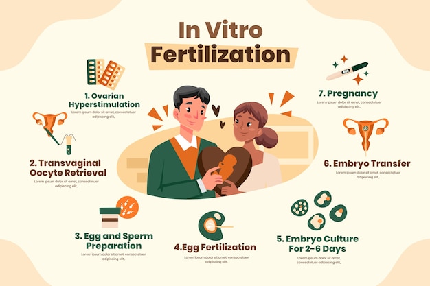 무료 벡터 손으로 그린된 평면 디자인 ivf infographic