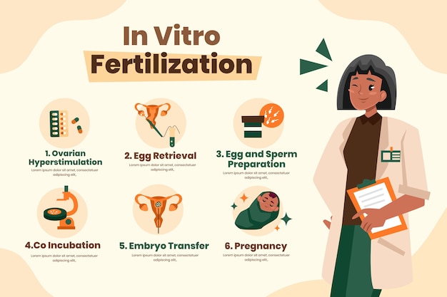 Ручной обращается плоский дизайн ivf инфографика