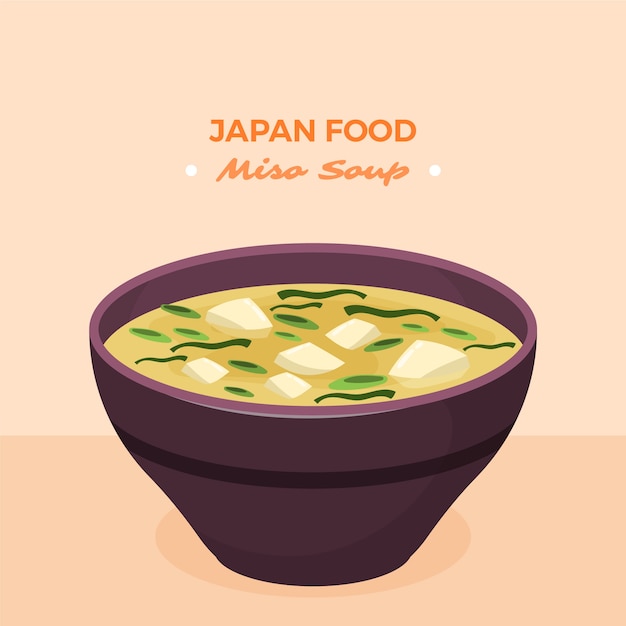 손으로 그린 평면 디자인 일본 음식 그림