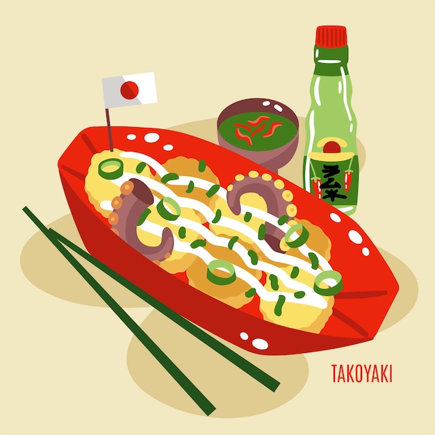 手描きフラットデザイン日本食イラスト