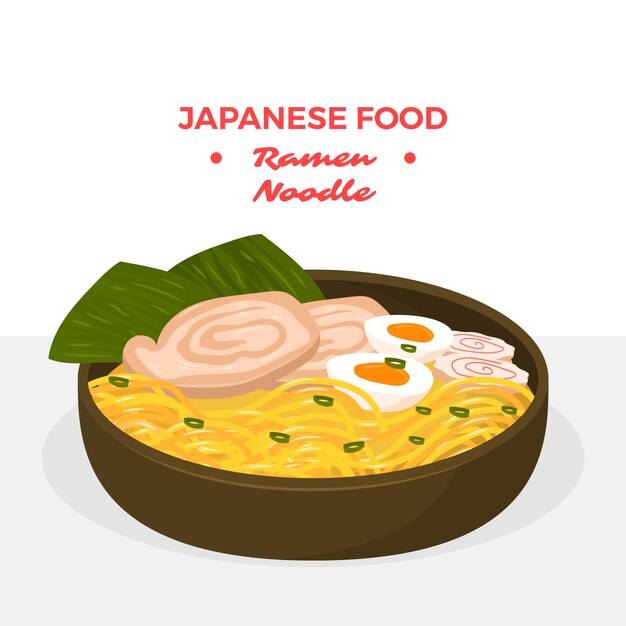 手描きフラットデザイン日本食