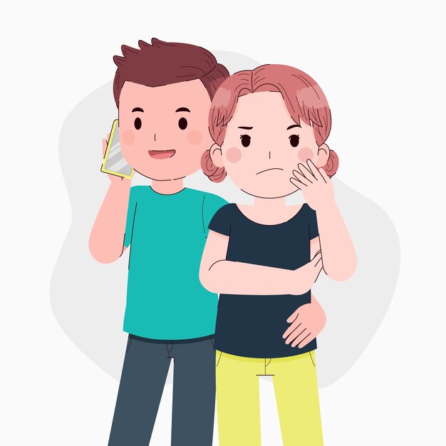 손으로 그린 평면 디자인 질투 그림