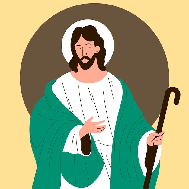 Free vector hand drawn flat design jesus drawing