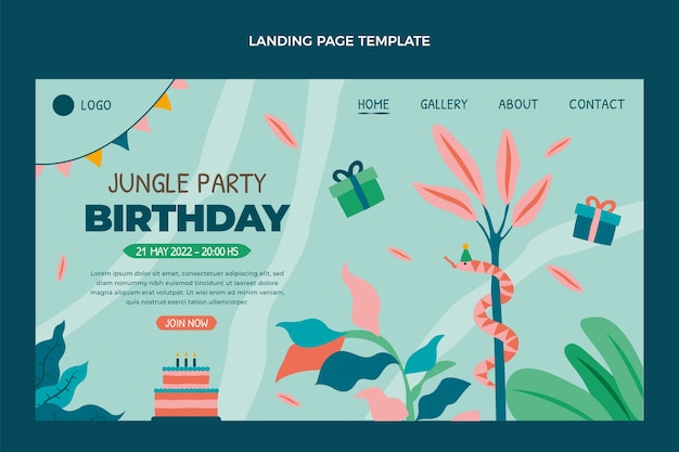 Free vector hand drawn flat design jungle birthday party