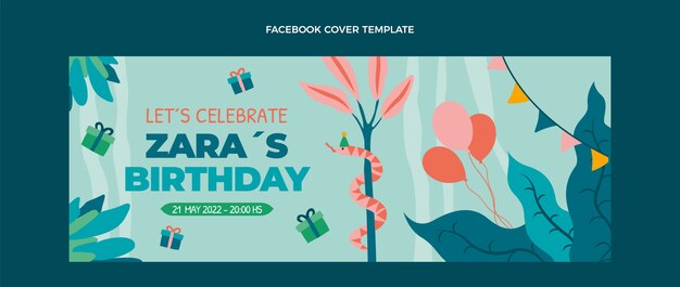 Free vector hand drawn flat design jungle birthday party