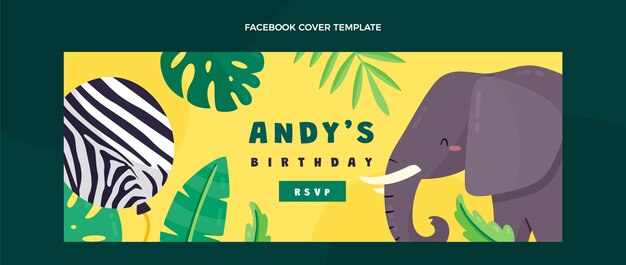 Hand drawn flat design jungle birthday party