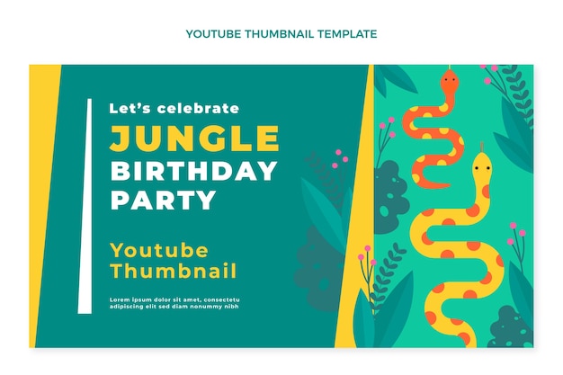 Hand drawn flat design jungle birthday party