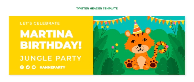 Hand drawn flat design jungle birthday party