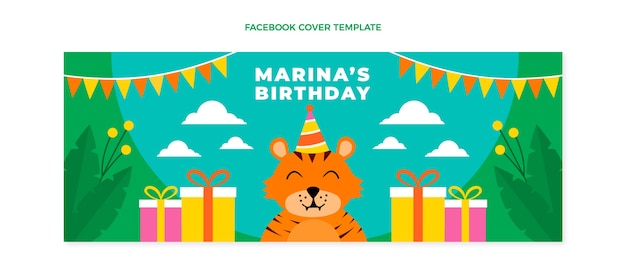 Hand drawn flat design jungle birthday party