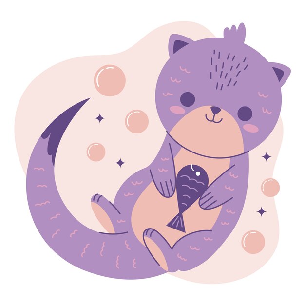 Hand drawn flat design kawaii animal illustrations