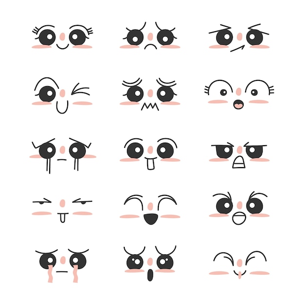 Free Vector  Hand drawn flat design kawaii face collection