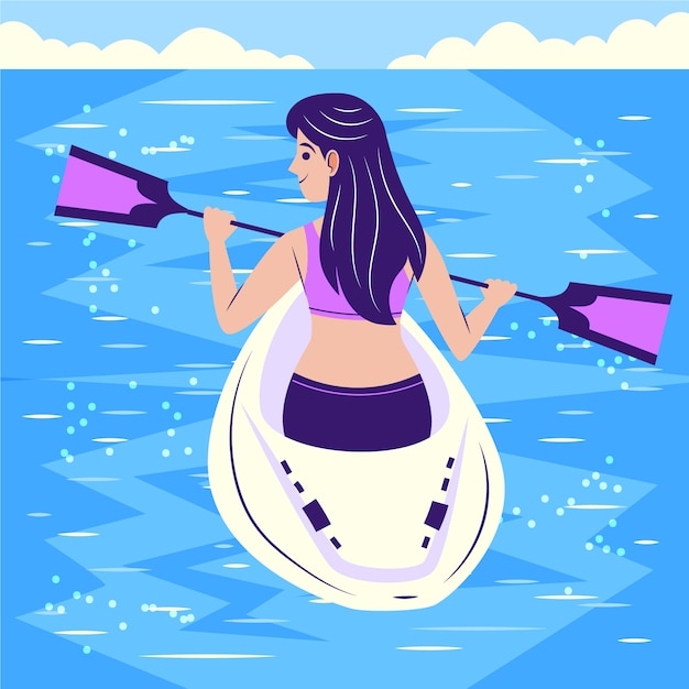 Hand drawn flat design kayaking illustration – Vector Templates