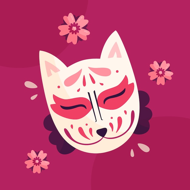 Free vector hand drawn flat design kitsune illustration