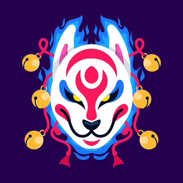 Free vector hand drawn flat design kitsune mask illustration