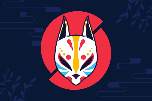 Free vector hand drawn flat design kitsune mask illustration