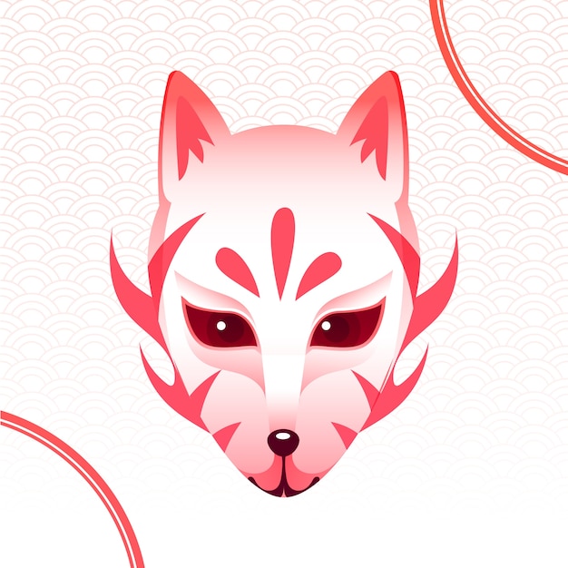 Free vector hand drawn flat design kitsune mask illustration