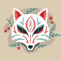 Free vector hand drawn flat design kitsune mask illustration