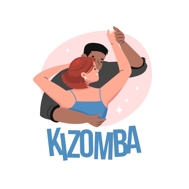 Illustrazione disegnata a mano di kizomba di design piatto