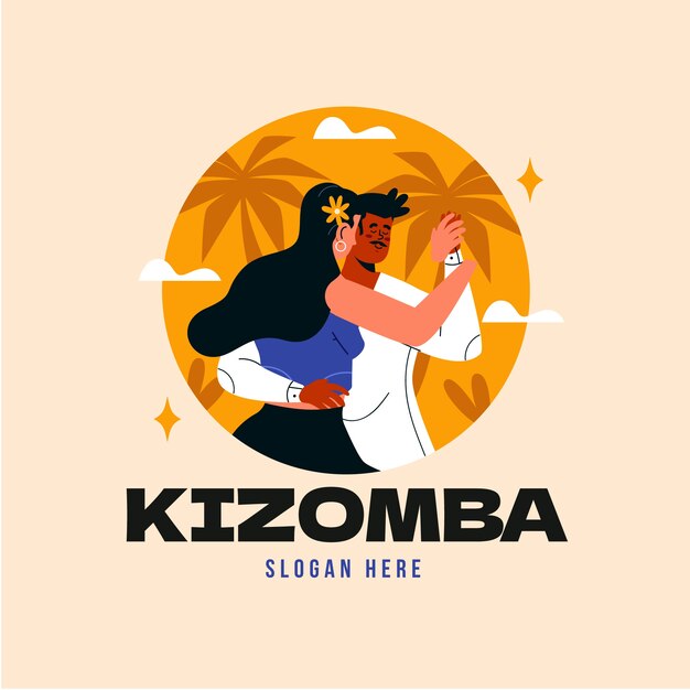 손으로 그린된 평면 디자인 kizomba 로고 또는 배지