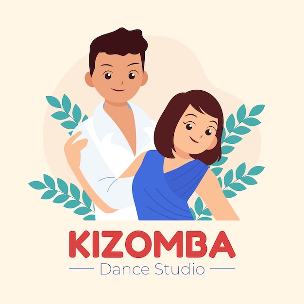 Vettore gratuito logo kizomba design piatto disegnato a mano