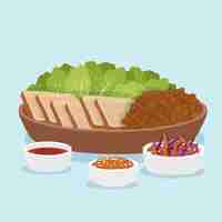 Free vector hand drawn flat design korean food illustration