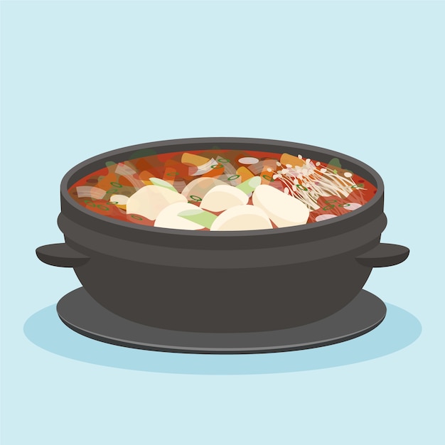 Бесплатное векторное изображение Ручной обращается плоский дизайн корейской кухни