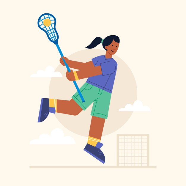 Hand drawn flat design lacrosse illustration