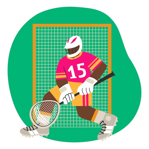 Illustrazione disegnata a mano di lacrosse design piatto