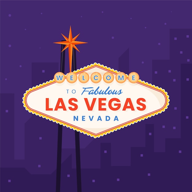 Vettore gratuito segno di las vegas design piatto disegnato a mano