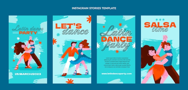 Hand drawn flat design latin dance party template