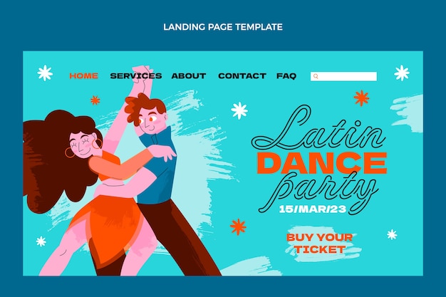 Hand drawn flat design latin dance party template