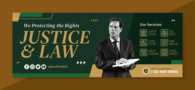 hand drawn flat design law firm facebook cover